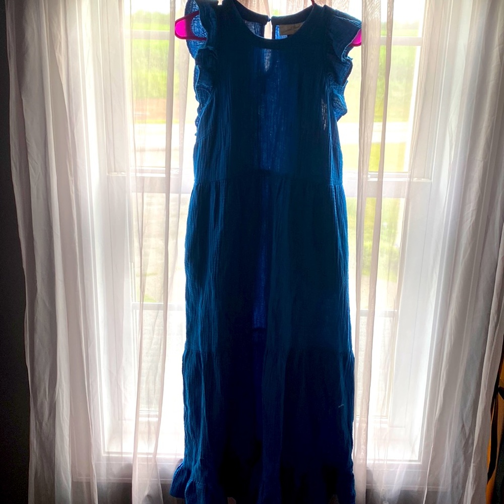 Universal Thread Blue Ruffle Sleeve Maxi Dress